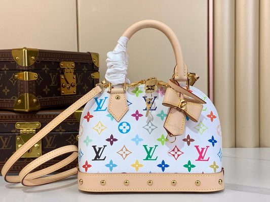 LouisV × TM Monogram Multicolour Alma BB White M53152 (23.5*17.5*11.5cm)