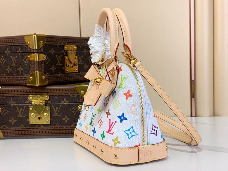 LouisV × TM Monogram Multicolour Alma BB White M53152 (23.5*17.5*11.5cm)