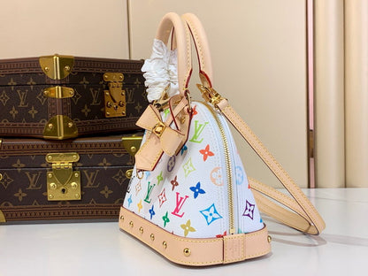 LouisV × TM Monogram Multicolour Alma BB White M53152 (23.5*17.5*11.5cm)