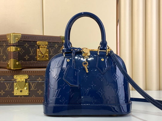 LouisV Monogram Vernis Alma BB Grand Blue M91606 (25*19*11cm)