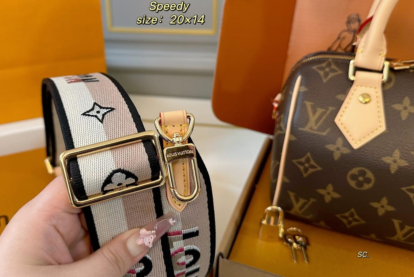 Louis Vuitton Speedy Bandoulière 20 handbag in Classic Monogram coated Canvas with natural cowhide leather trim