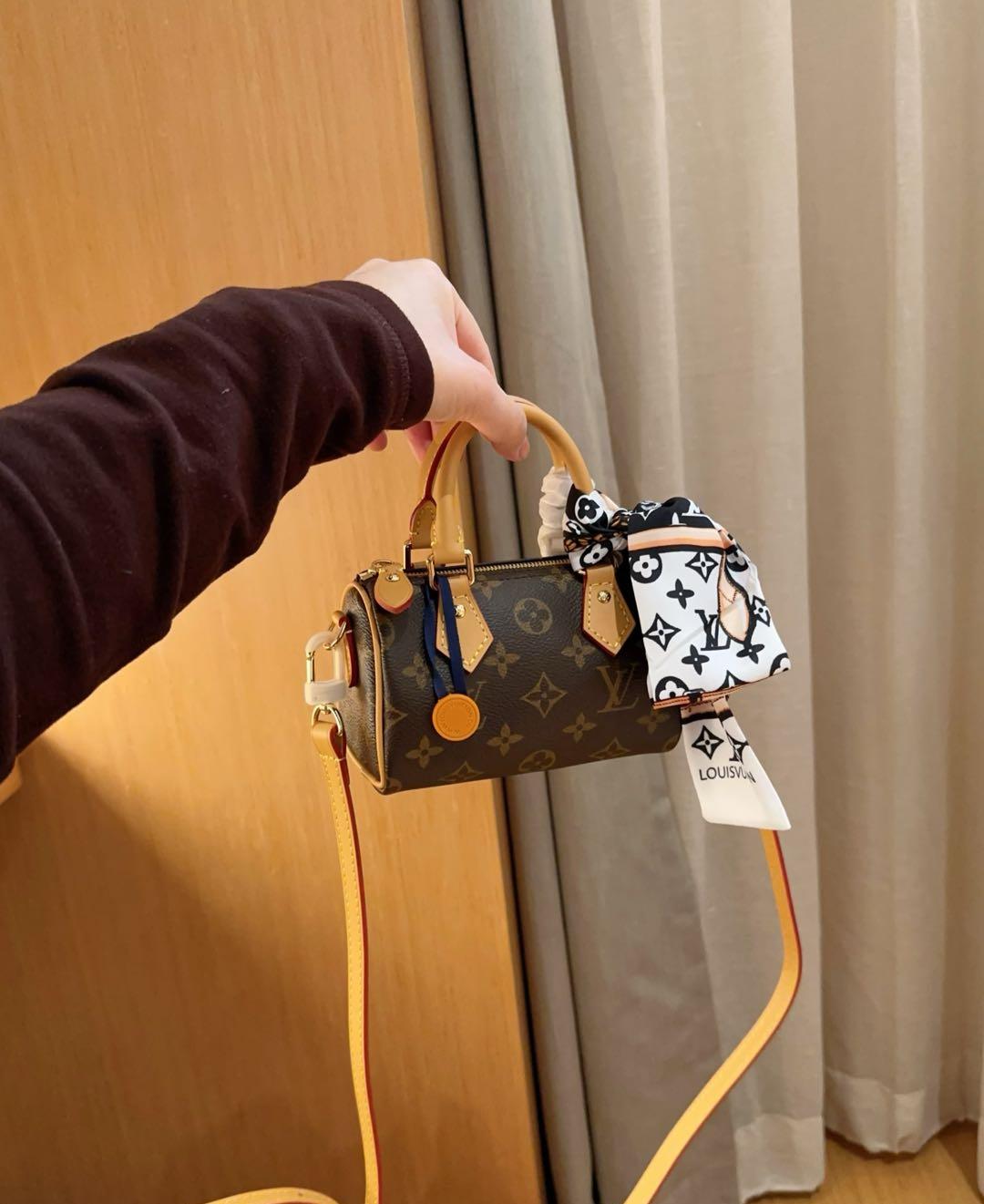 Louis Vuitton Nano Speedy 16 Monogram bag + A silk Lv Scarf