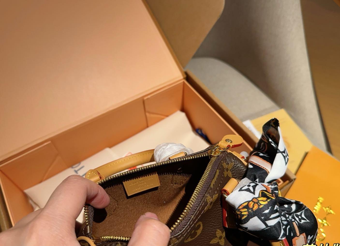 Louis Vuitton Nano Speedy 16 Monogram bag + A silk Lv Scarf